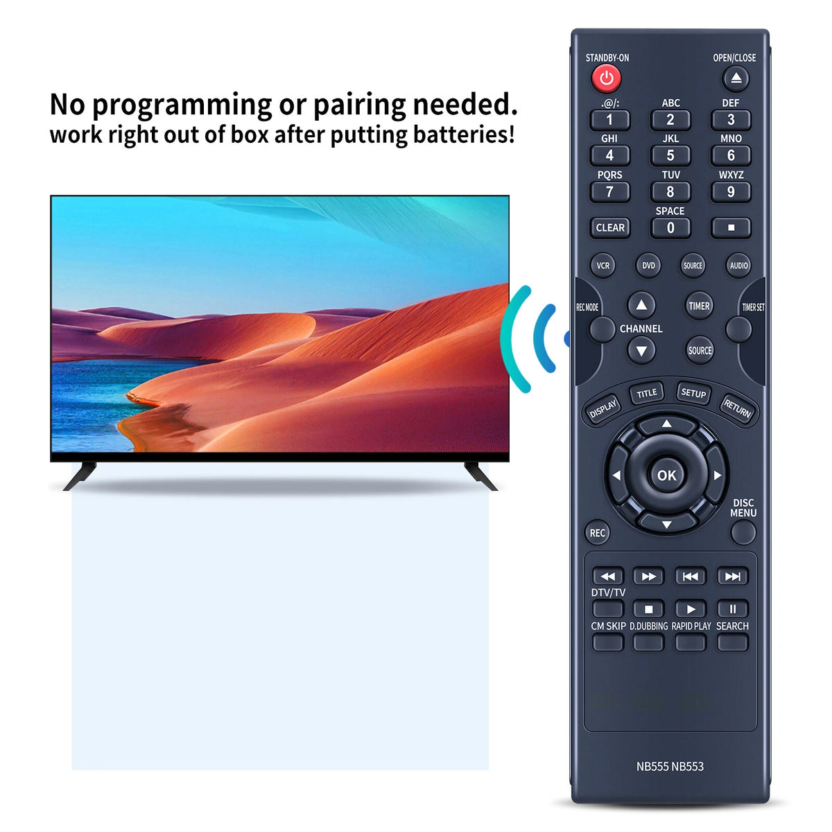 NB553 NB555 Remote Control For Magnavox DVD DVDR VCR Recorder ZC352MW8B