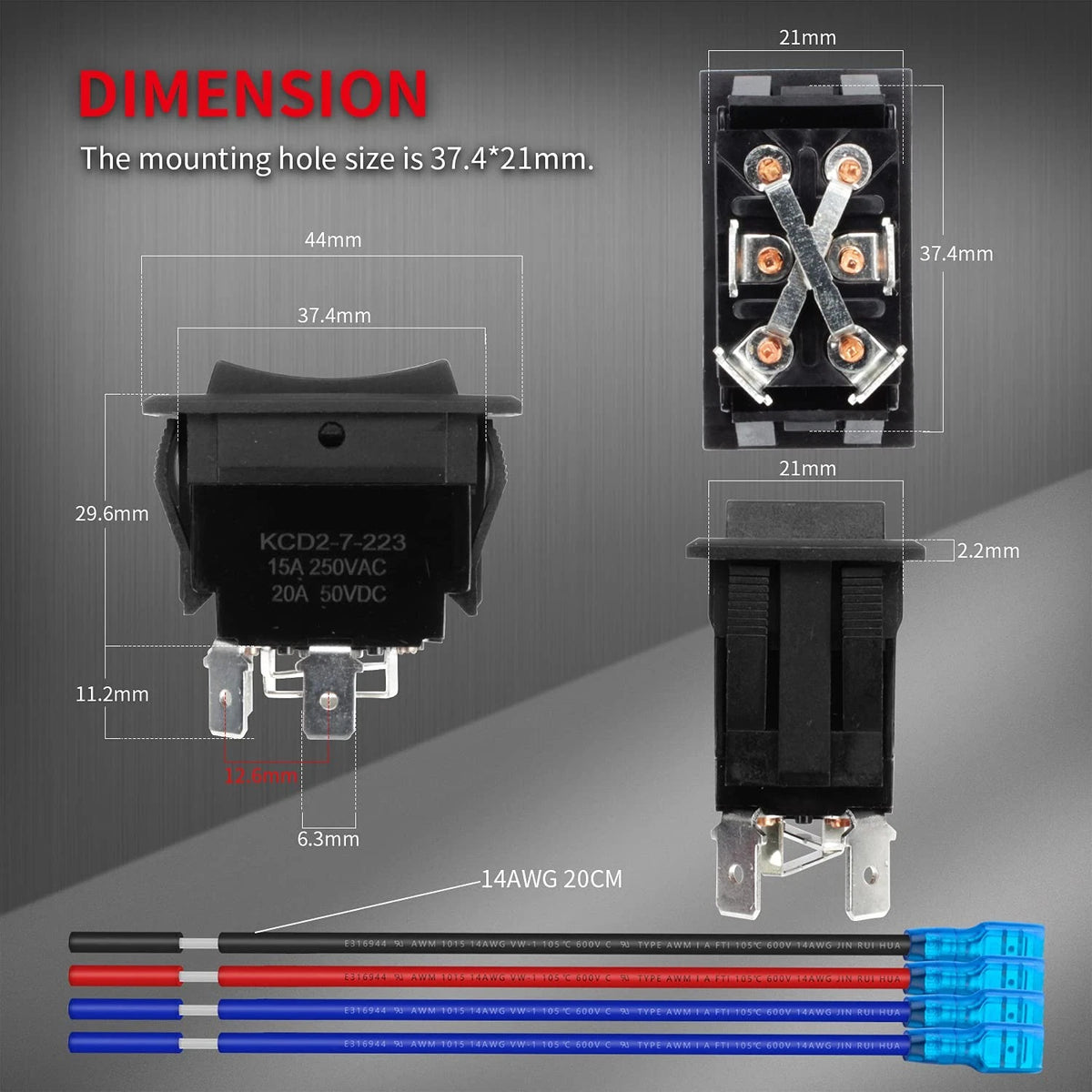 DaierTek Momentary RV Jack Switch 30 Amp 12V DC Reverse Polarity RET-EXT