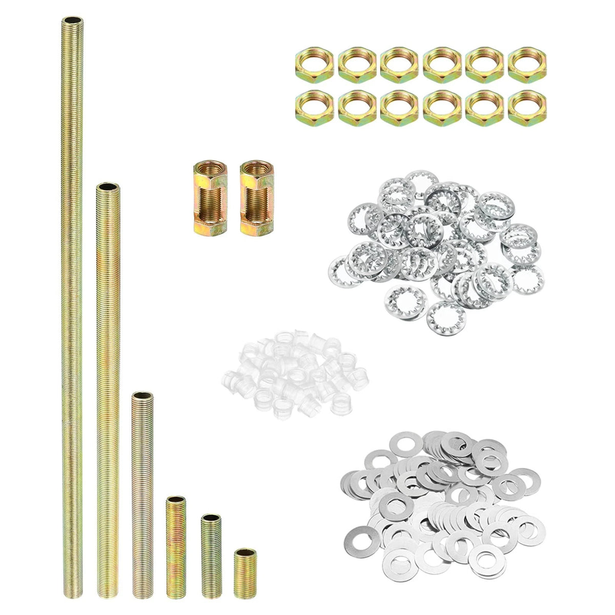PATIKIL 1/8IP Thread 6 Size Lamp Pipe Kit with Lock Nuts Washers, 1 Set...