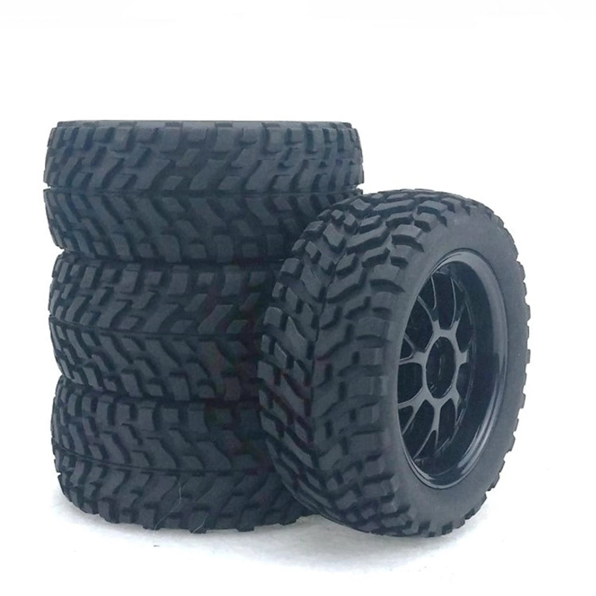 1/10  4* 75mm Rubber Rally Car Wheel Rim&Tires Hex For HSP HPI RC Racing Car