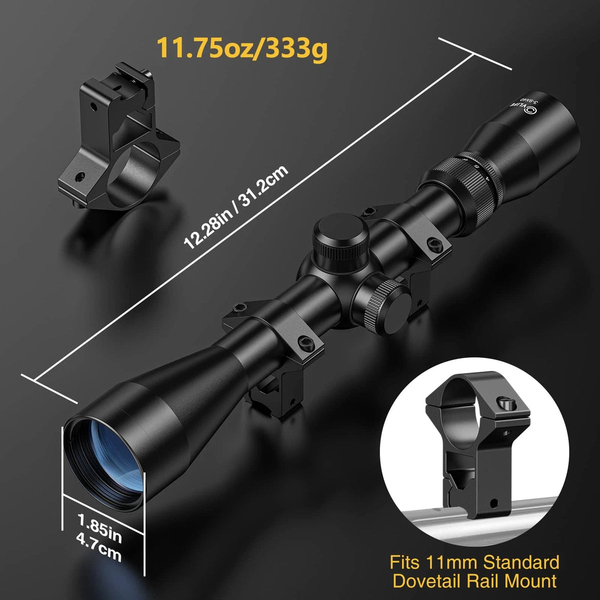 CVLIFE 3-9x40 Optics R4 Reticle Crosshair Scope with 11mm 11mm, Black
