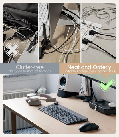 Nearockle Cable Management Under Desk, Adjustable 10 Pack, Black