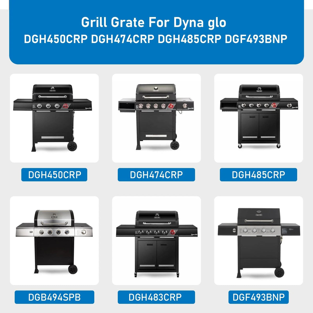Uniflasy Cast Iron Cooking Grates for Dynaglo 4 Burner For DGH450CRP, Black