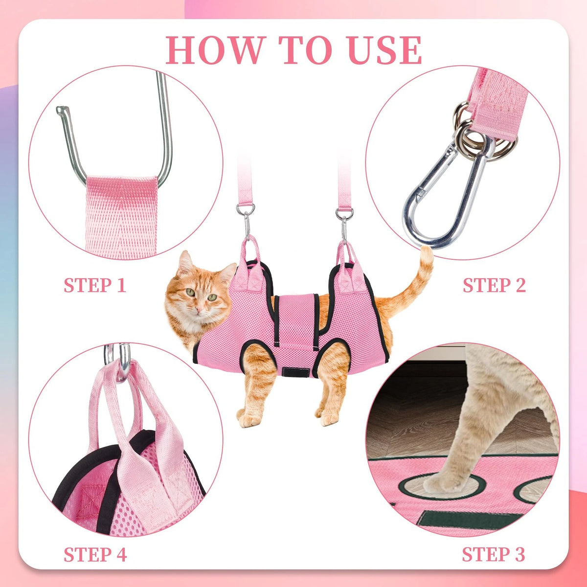PatiencET Dog Grooming Hammock, Pet Hammock for XS (12 LB Max), Pink