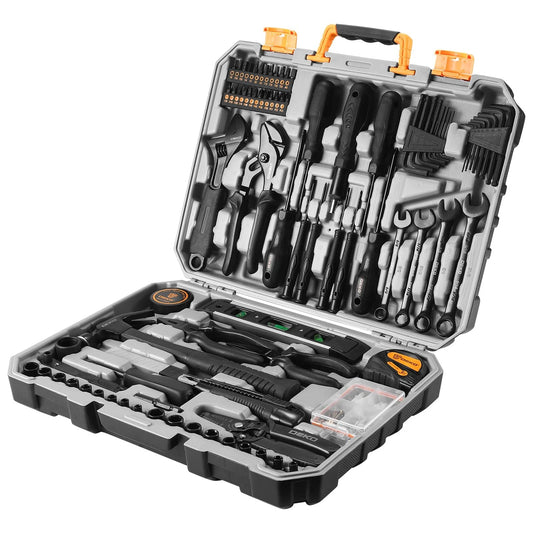 Tool Kit Set Box for Home: Household with Drill Wrench Socket 178PCS, gray