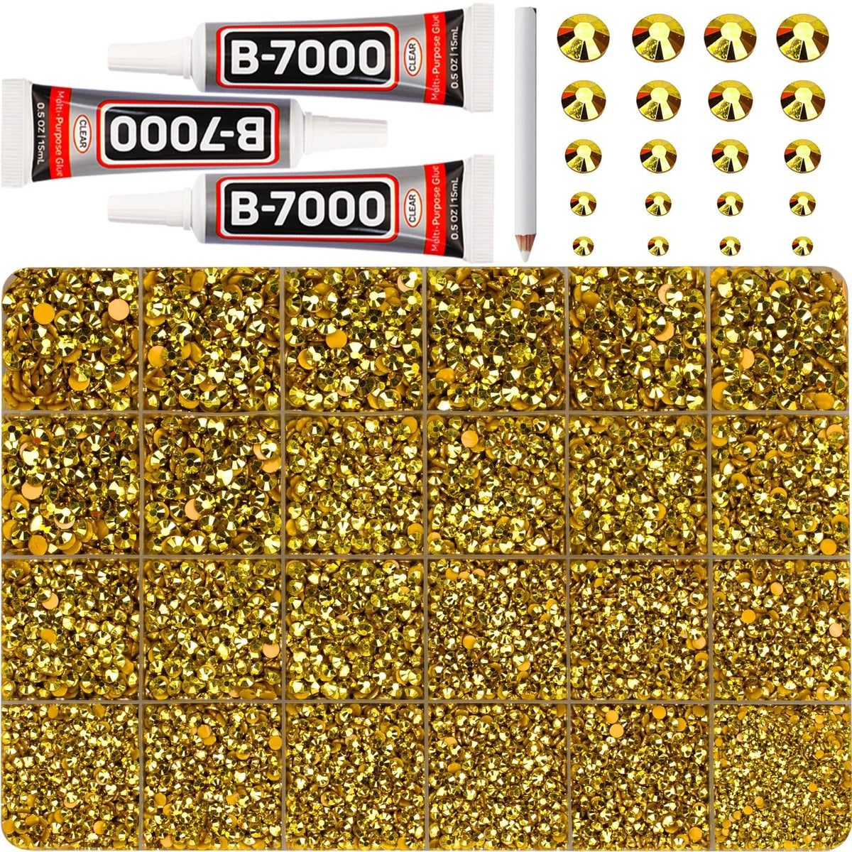 32000Pcs Metallic Gold Large Pack + 3pcs Glue, gold 2-6mm