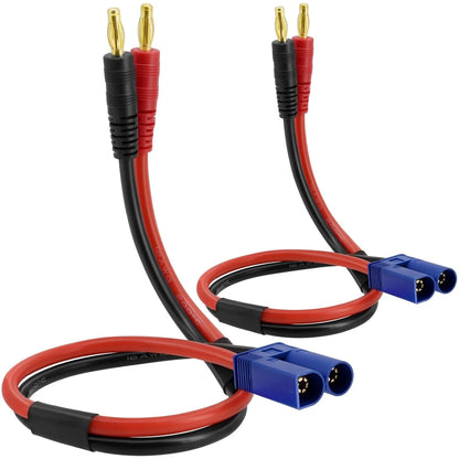 2 Pack EC5 to 4mm Banana Plug Battery Charging Cord, 11.8 Inches Male...