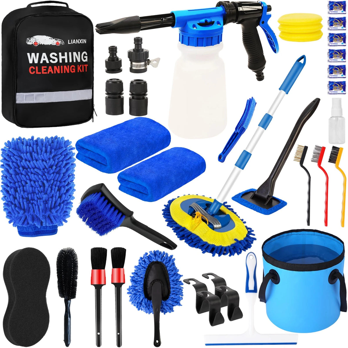 Car Wash Detailing Kit, Washing Kit with Foam Gun, XXL-25, Sky blue