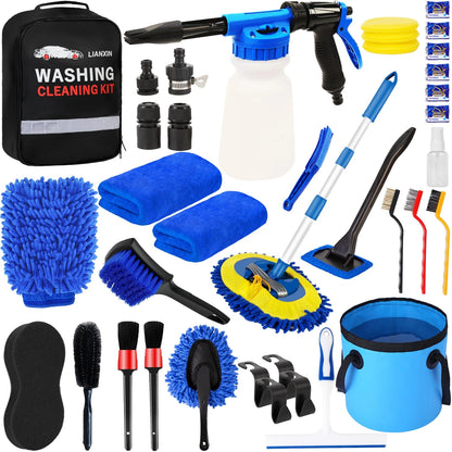 Car Wash Detailing Kit, Washing Kit with Foam Gun, XXL-25, Sky blue