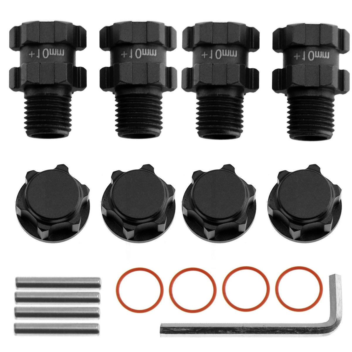 4PCS 14mm to 17mm Wheel Hex Hub Adapter for Arrma Senton Granite 4X4 3S Black