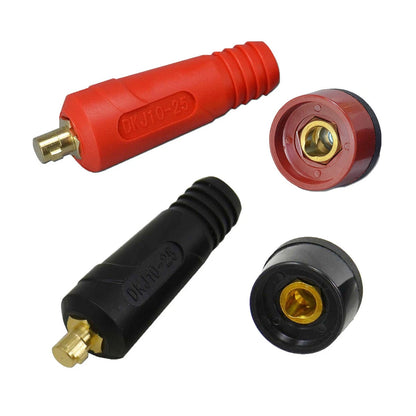 RIVERWELD TIG Welding Cable Panel Connector Plug & 10-25mm, Black & Red