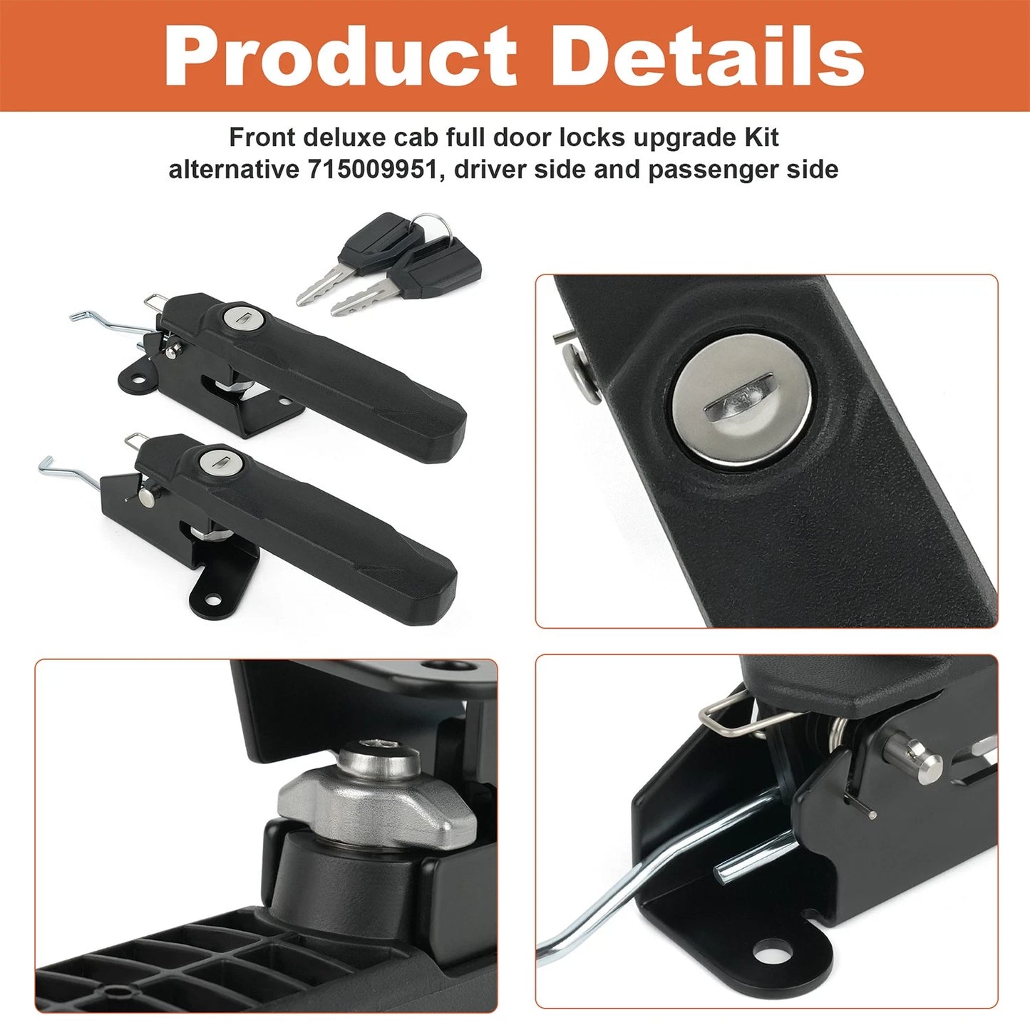 Front Deluxe Door Locks Upgrade Kit For Can-Am Defender 2017-2025 715009951