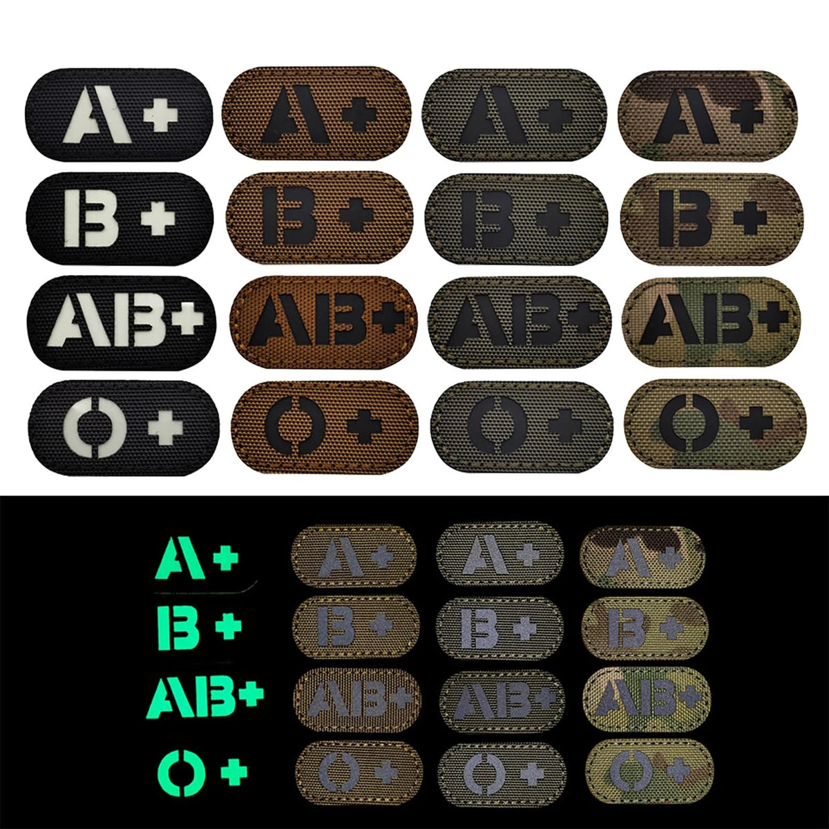 EmWoot 2PCS Blood Type AB+ Patches IR Infrared Reflective 2"×1", 2"×1" CP