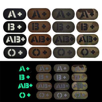 EmWoot 2PCS Blood Type AB+ Patches IR Infrared Reflective 2"×1", 2"×1" CP