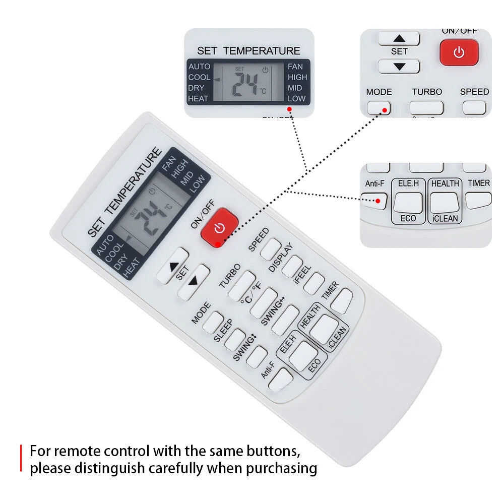 Remote Control For Costway Mini Split Air Conditioner & Heater