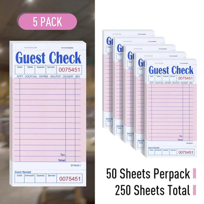 DGBDPACK Guest Check Pads for Servers - Thick Paper (6 6 Pack--Pink, Pink
