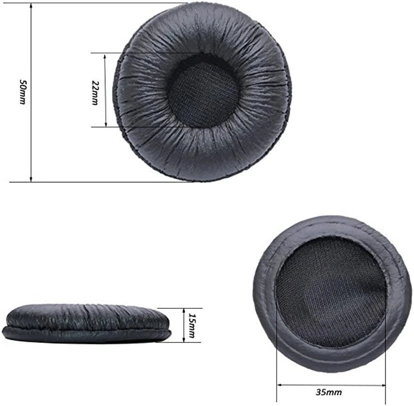 Ear Cushions Leatherette Spare Replacement Earpads for Pack of 6, Black
