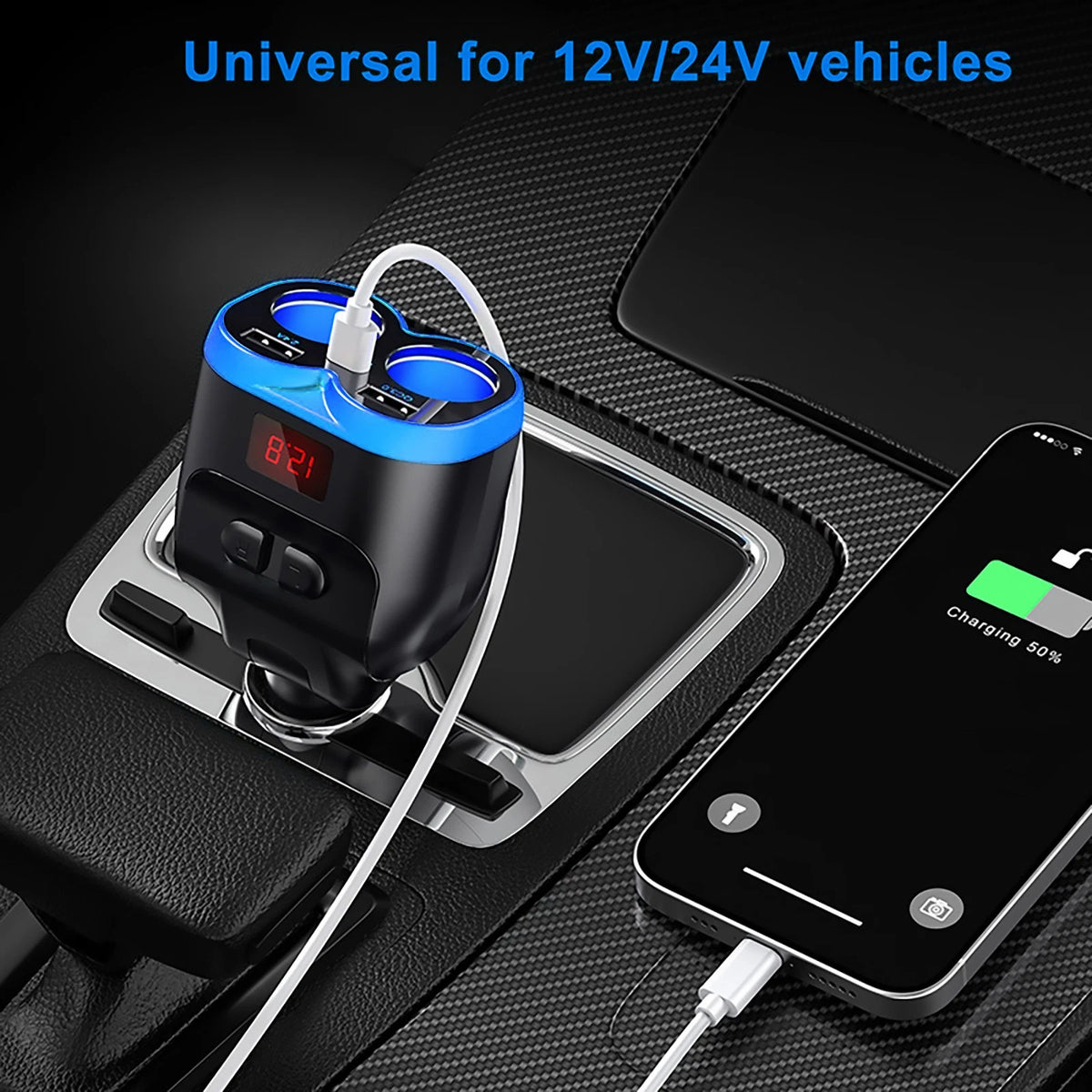 Dual USB Car Cigarette Lighter Socket Splitter Power Adapter Charger Outlet 12V