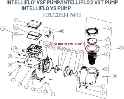 350013 Pentair Pump Lid O-Ring 2 Pack + Lubricant - IntelliFlo, Black