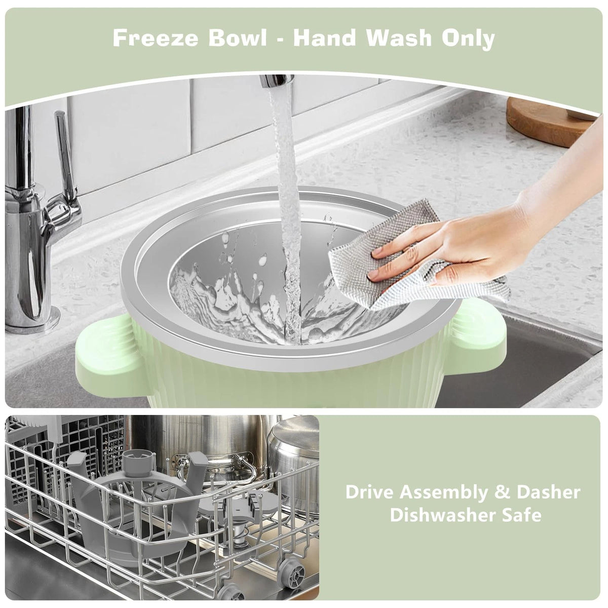 Ice Cream Maker Attachment for KitchenAid Stand Mixer, Light Green