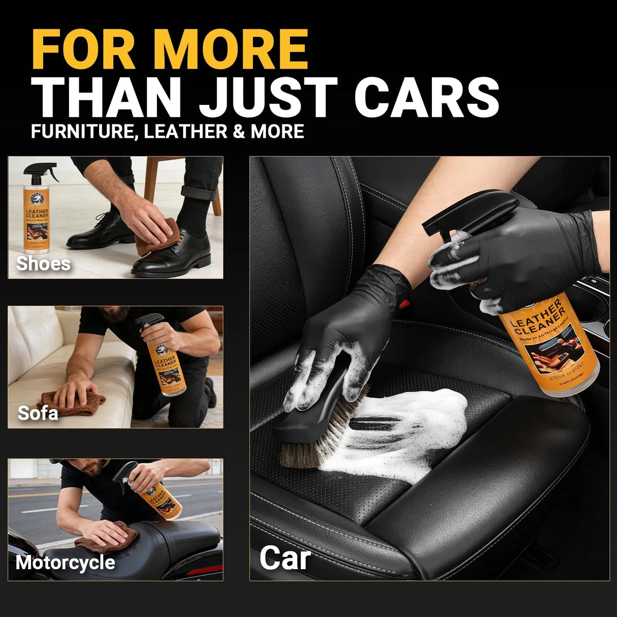 Car Leather Cleaner and Conditioner Kit, Care Cleaning Kit with Brown