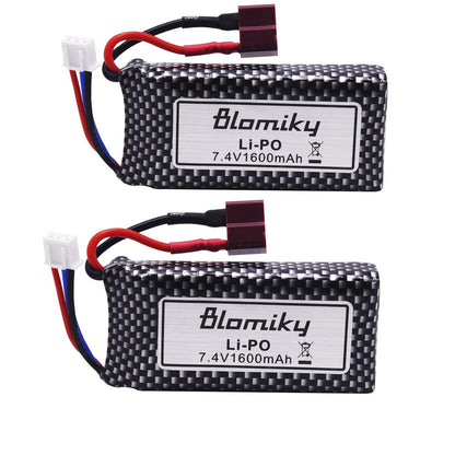Blomiky 2 Pack 11.84Wh 7.4V 1600mAh Li-po Rechargeable Battery and USB Cable...