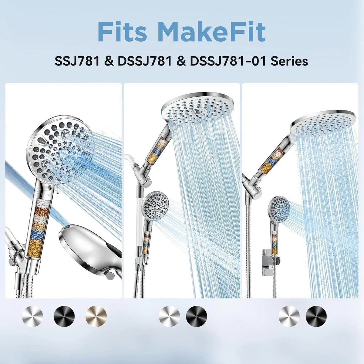 MakeFit Shower Head Filter Replacement Cartridge for Premium Chrome