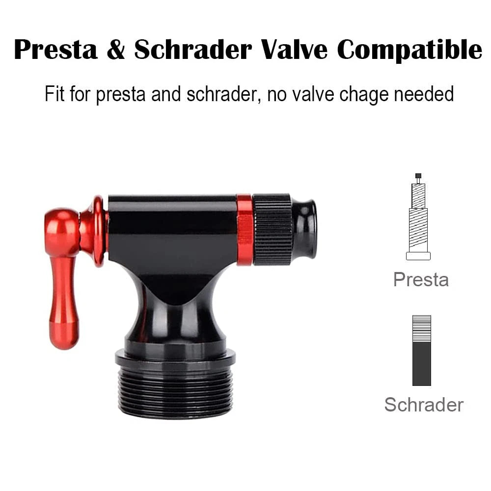 CXWXC CO2 Inflator with 4 x 16g Cartridges & Tubeless Tire Repair Black