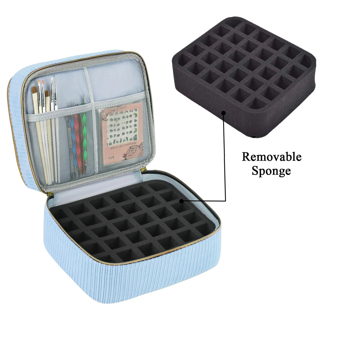 ZFZGFRCS Nail Polish Organizer- Holds 30 Bottles, 9.6" x 7.5" x 5.5", Blue