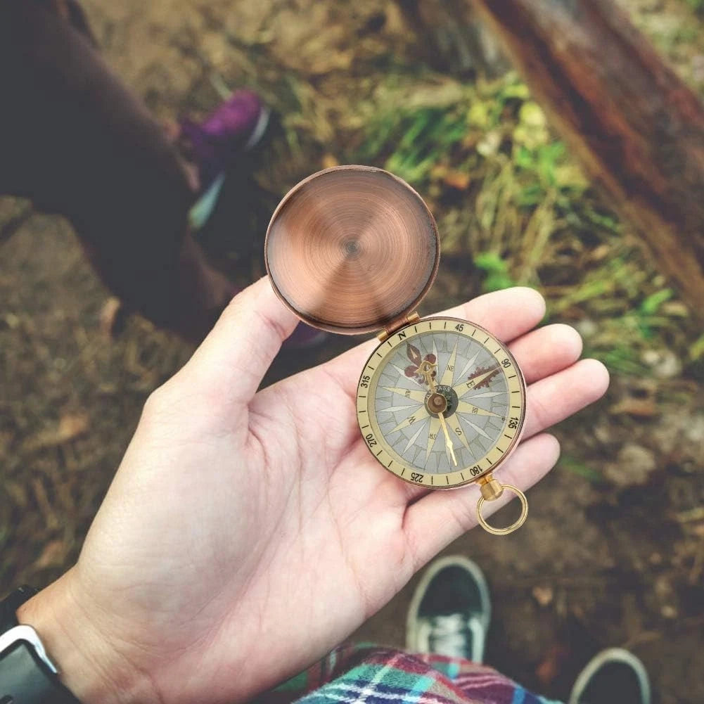 Vintage Pocket Compass, Classic Camping Watch Flip Compass Portable
