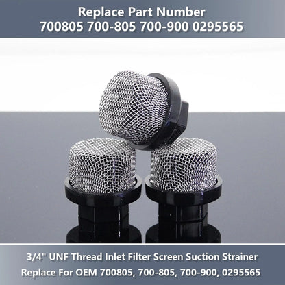 700805 3/4" UNF Thread Inlet Filter Screen Suction BLACK,stainless steel