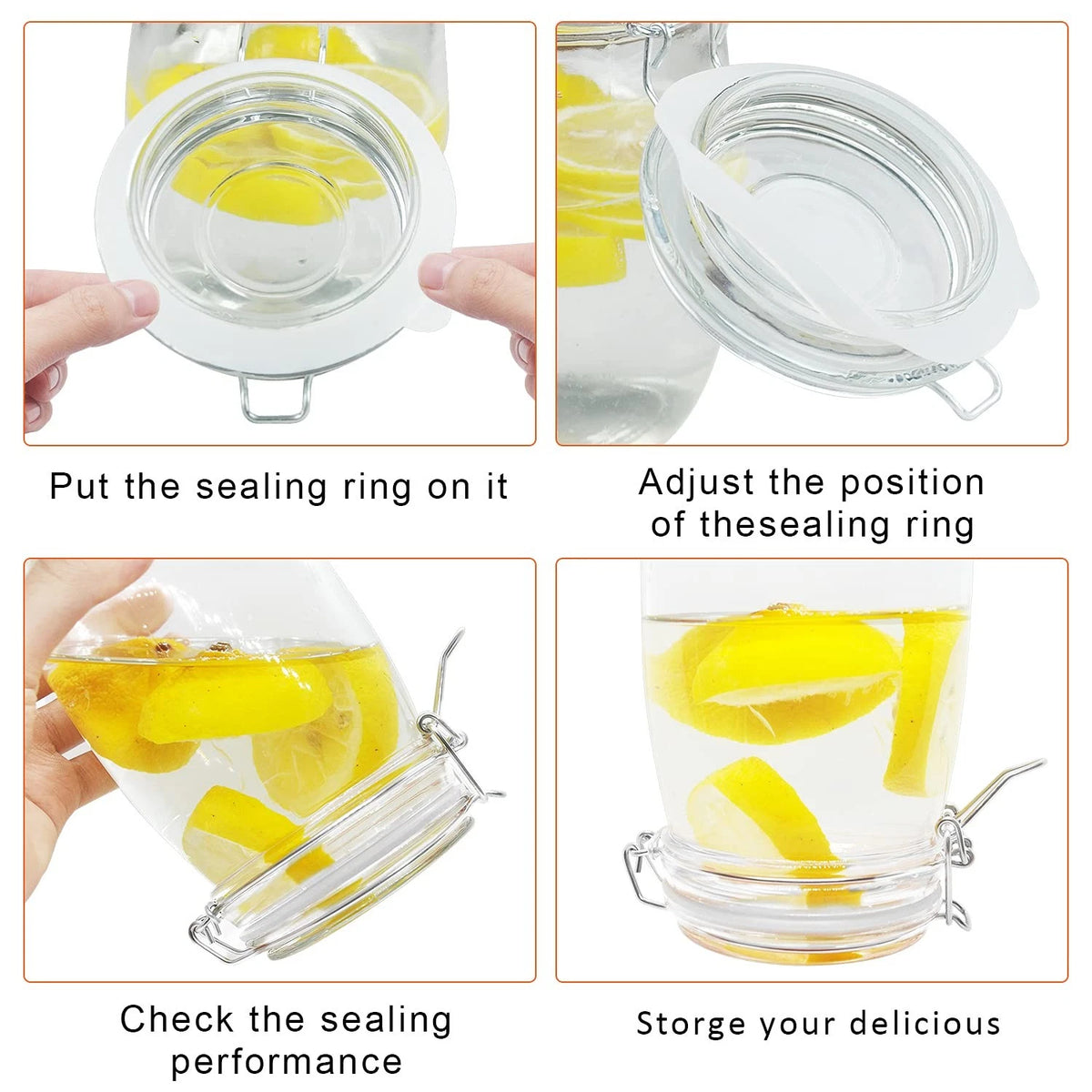 12 Pieces Rubber Seals Rings for Glass Jars, Airtight 12 Count, White