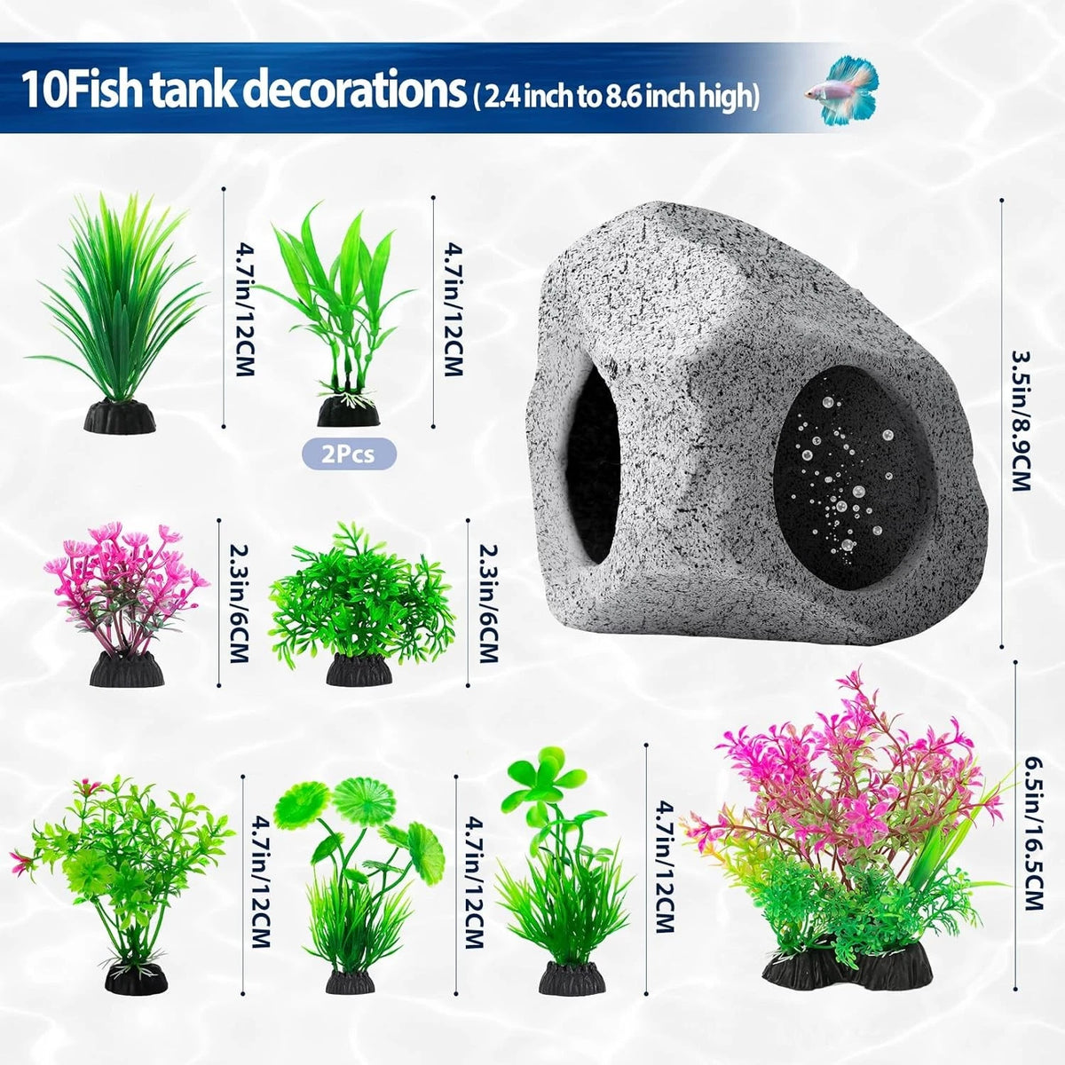 CousDUoBe 10Pcs Aquarium Hideaway Rock Cave Fish Tank Decorations 10 Pack