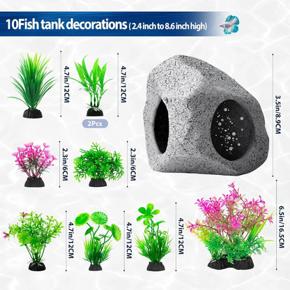 CousDUoBe 10Pcs Aquarium Hideaway Rock Cave Fish Tank Decorations 10 Pack