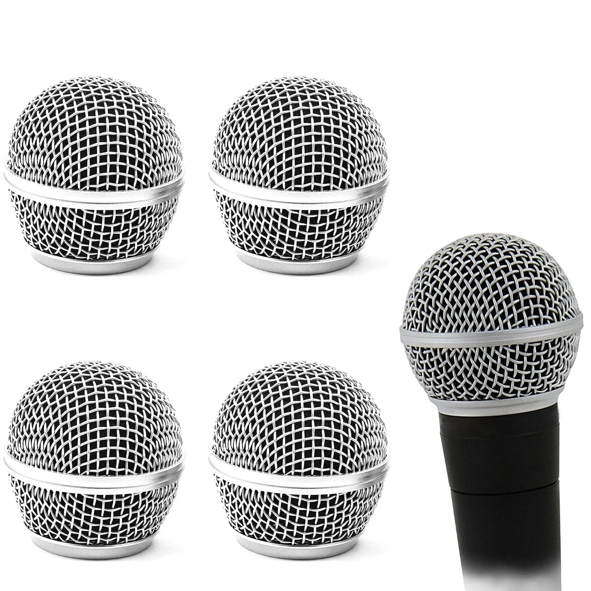 Cionyce 4 Pack SM58 Microphone Head Replacement Standard Size SM58, Silver
