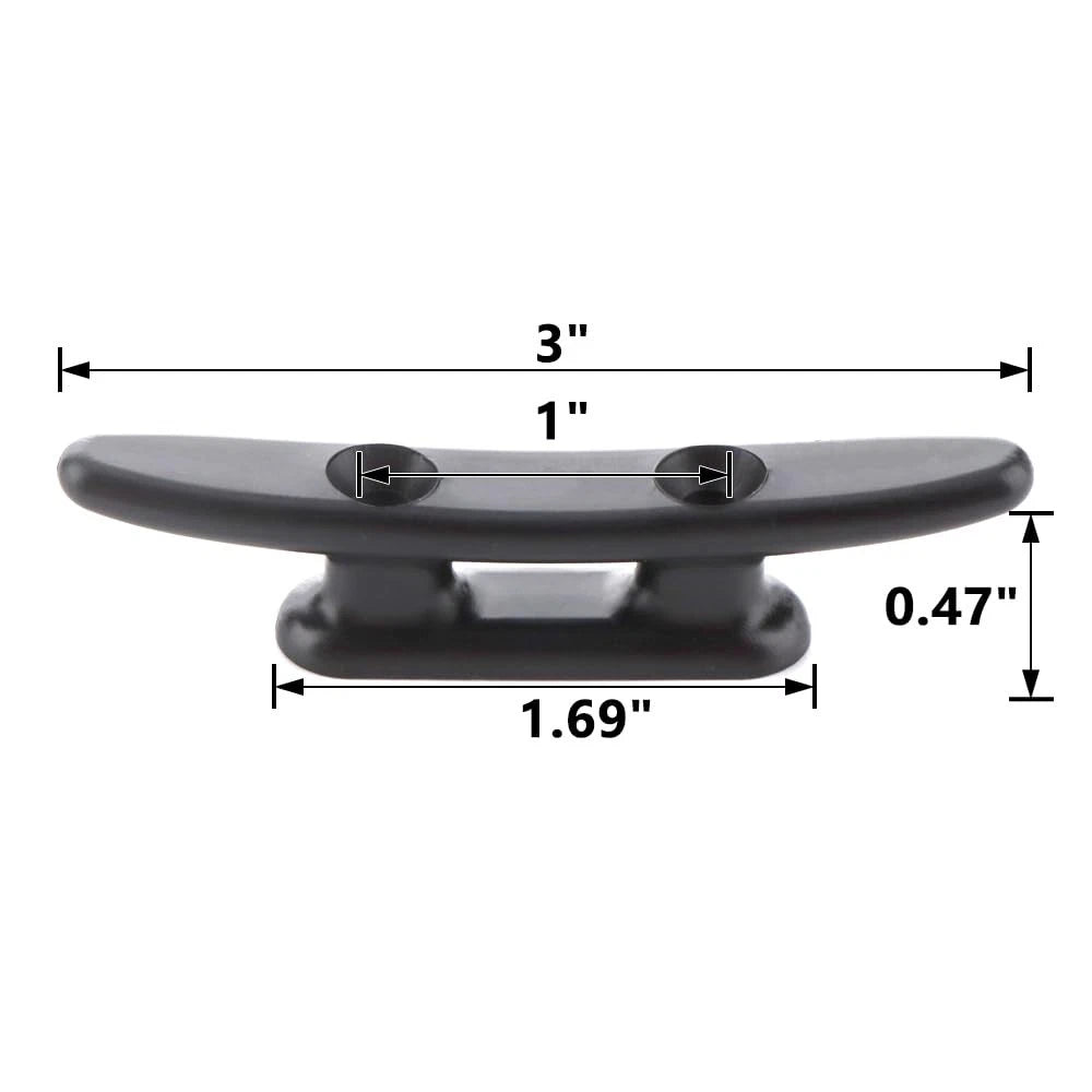 4 Pack 3" Nylon Boat Cleat Dock with Stainless Steel Screws, Black 3 inches