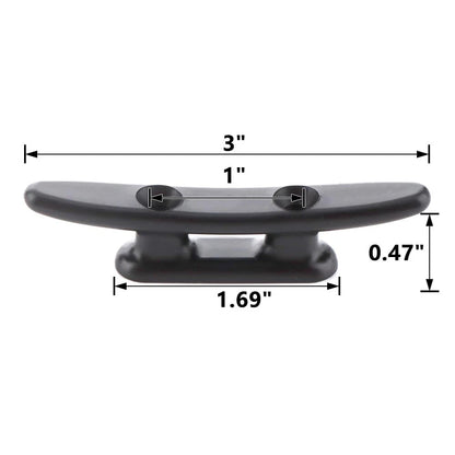 4 Pack 3" Nylon Boat Cleat Dock with Stainless Steel Screws, Black 3 inches