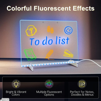 LED Note Board with 7 Colors, 13"x10" Led Drawing 13.7inch*10inch, White