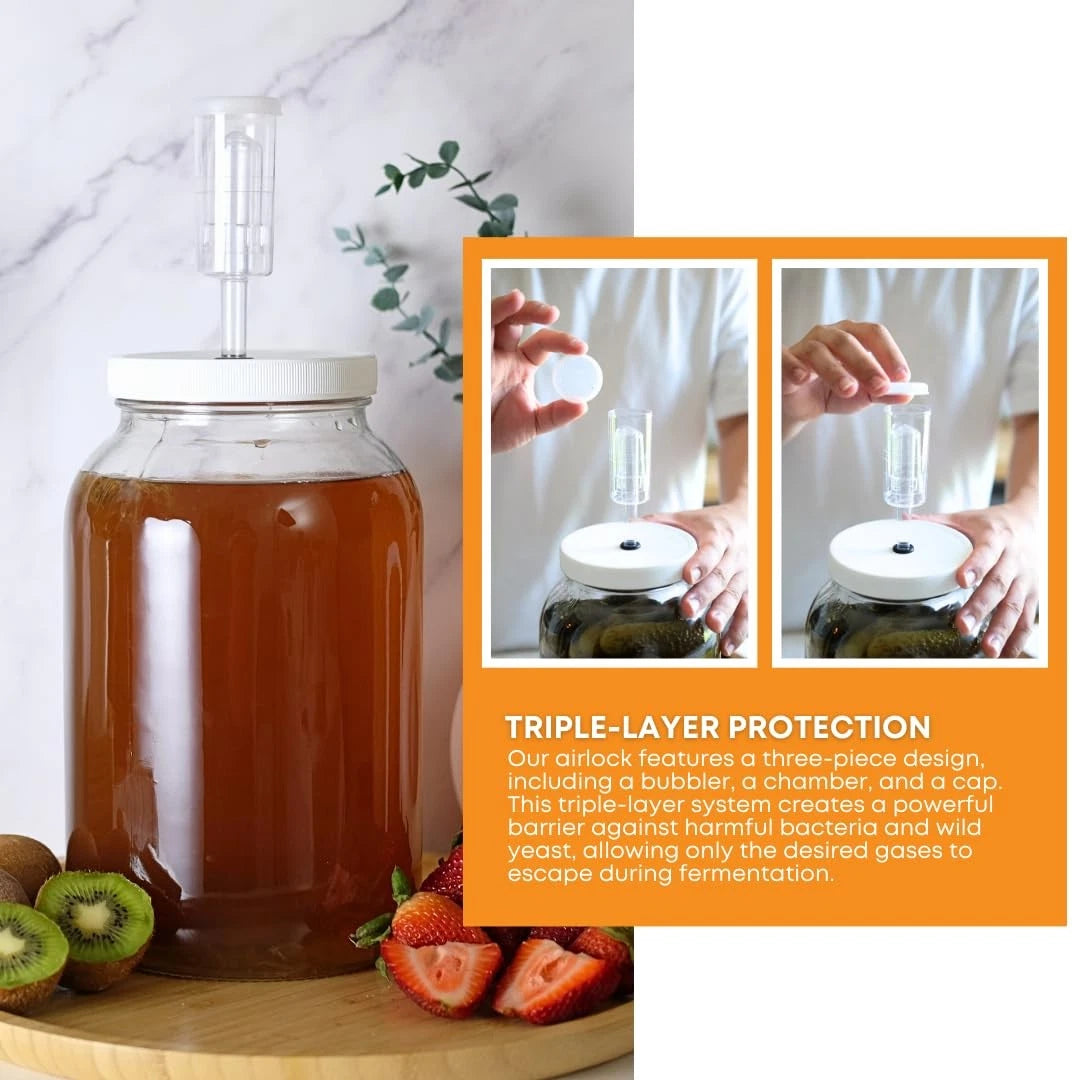 Fastrack 3 Piece Airlock for Fermentation Hydrolocks 6.5 Bung, Clear
