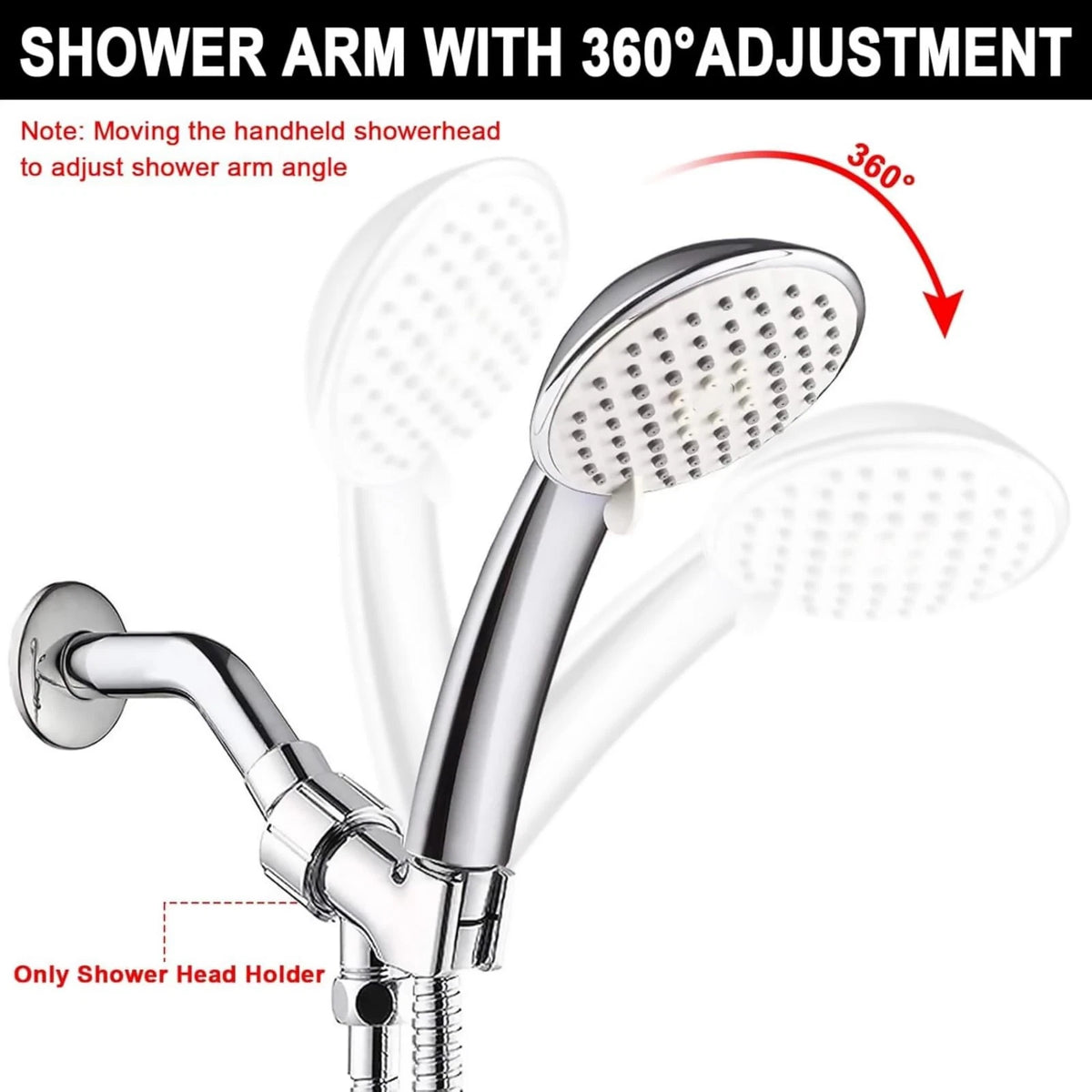 Plastic Shower Arm Bracket with 360° Swivel Joint, Easy Install, 2-Pack Sets