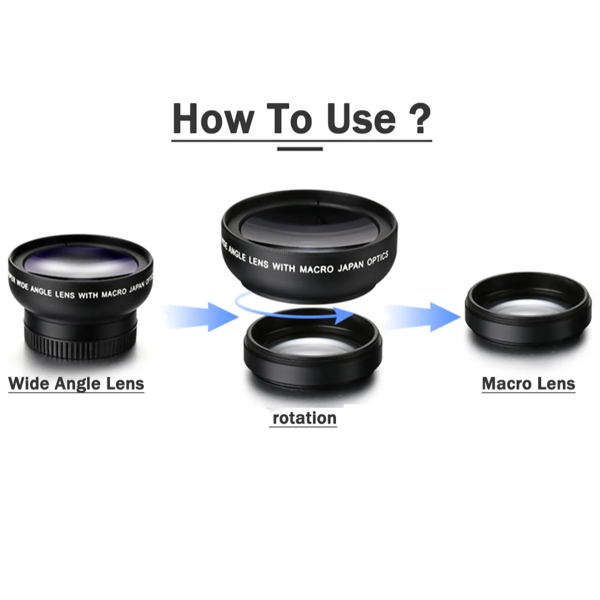 2 in 1 Mobile Phone Lens 0.45X Wide Angle Len & 10X Macro HD Camera Lens