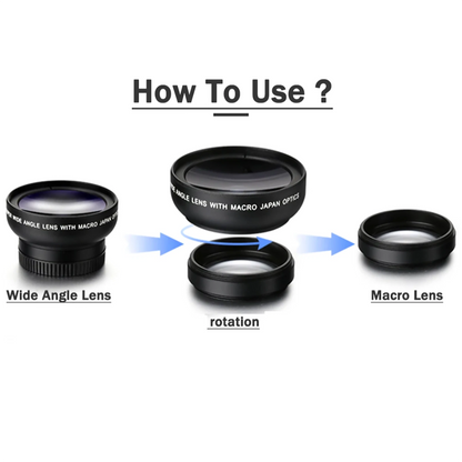 2 in 1 Mobile Phone Lens 0.45X Wide Angle Len & 10X Macro HD Camera Lens