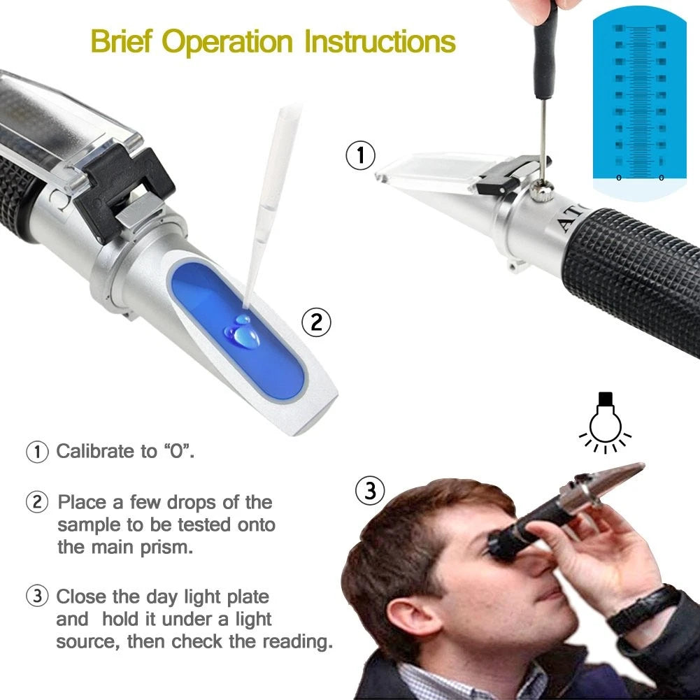 aichose Brix Refractometer with ATC, Dual Scale - Specific Gravity & Brix,...