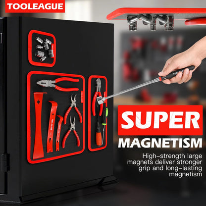 TOOLEAGUE 3Pcs Magnetic Mats with Pickup Tool, Black and Red