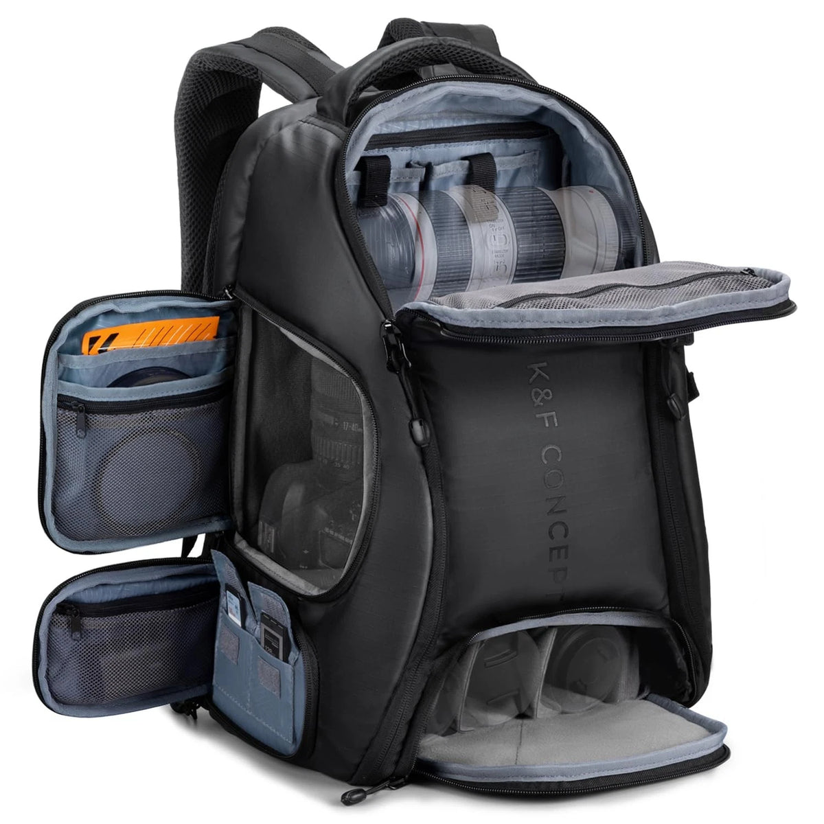K&F CONCEPT Camera Backpack,25L Large Capacity Bag 25L, 02-all-black
