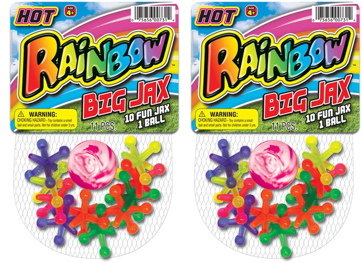 JA-RU Rainbow Jax Toy Set (2 Pack) Big Plastic Jacks Game 2 Packs, Colorful