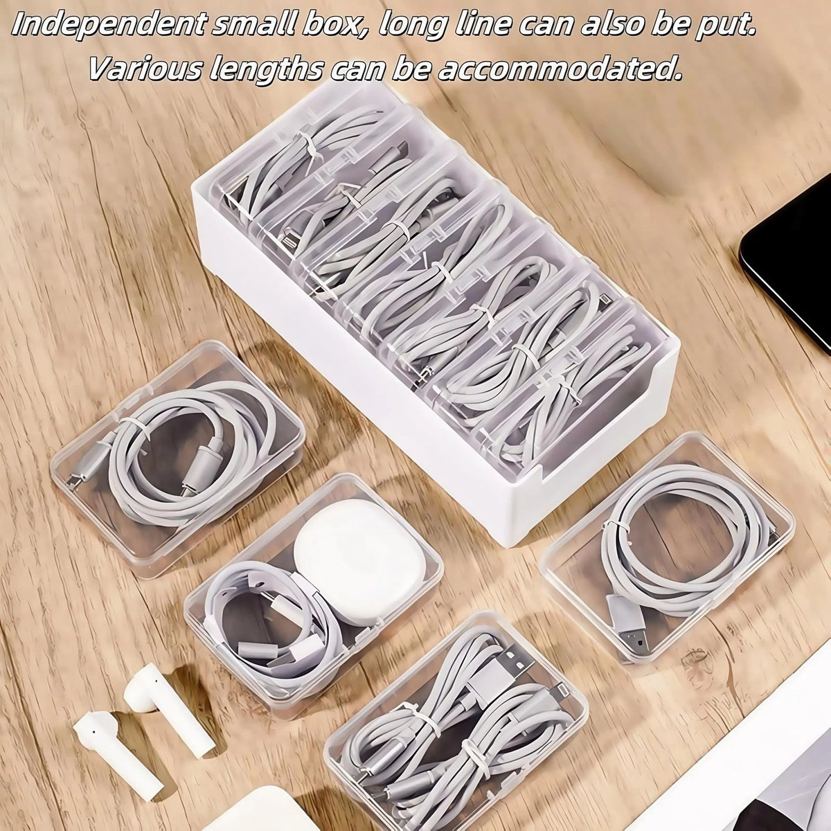 2 Pcs 11 Box Cable Organizer Storage 30x10x6cm/11.87*3.9x2.36 inches, Clear