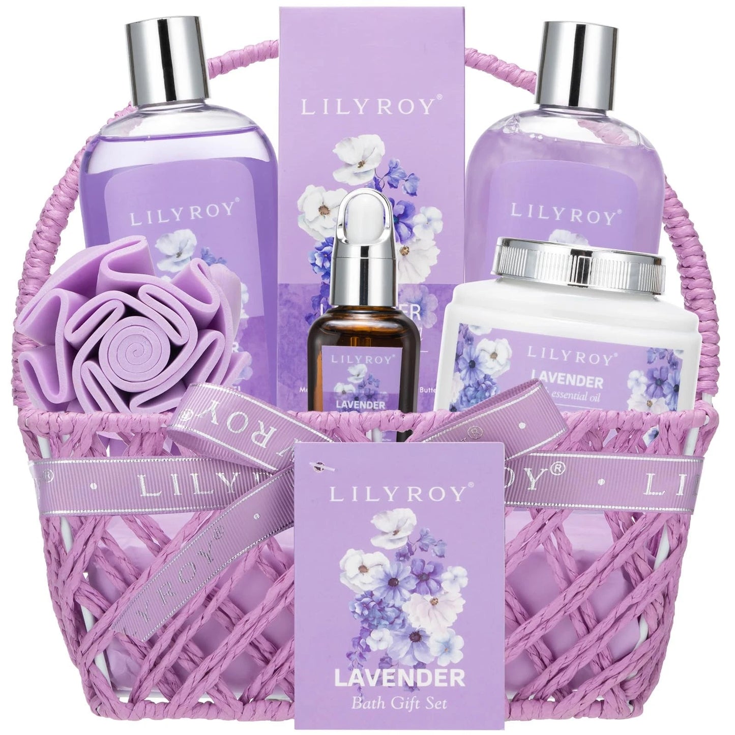 Spa Gifts Set, Birthday Gift for Mom - Lavender Baskets Purple