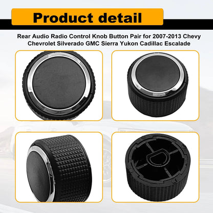Pleoos Car Rear Radio Volume Control Knob, Repair Kit Replacement Black
