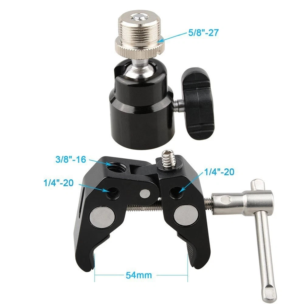 CAMVATE Crab Clamp Articulated 1/4 Mini Ball Head for Mini, Silver